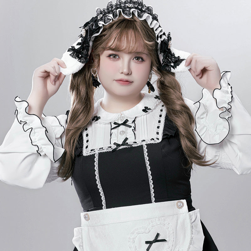 マシュマロブラック・ロリータツインリボンセットアップ(LL/3L)