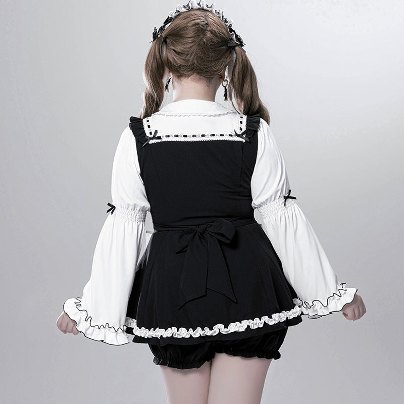 マシュマロブラック・ロリータツインリボンセットアップ(LL/3L)