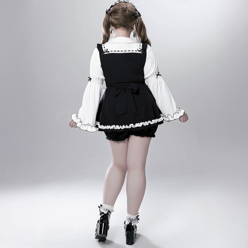 マシュマロブラック・ロリータツインリボンセットアップ(LL/3L)