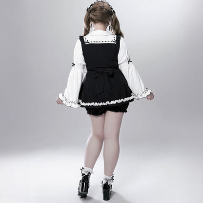 マシュマロブラック・ロリータツインリボンセットアップ(LL/3L)