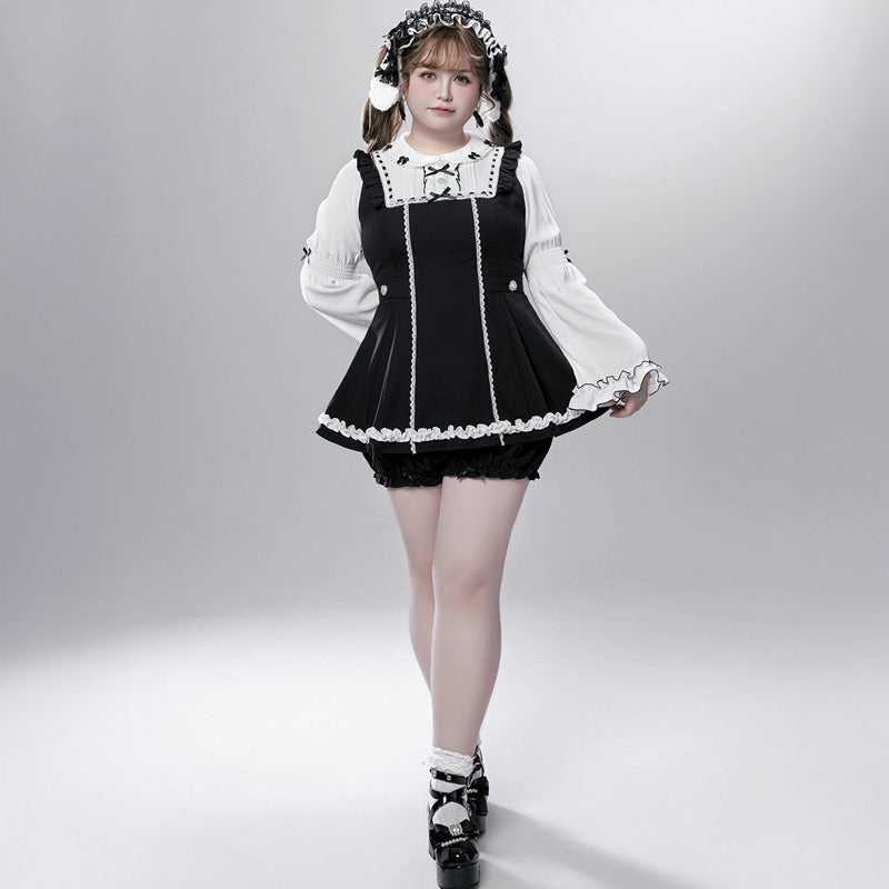 マシュマロブラック・ロリータツインリボンセットアップ(LL/3L)