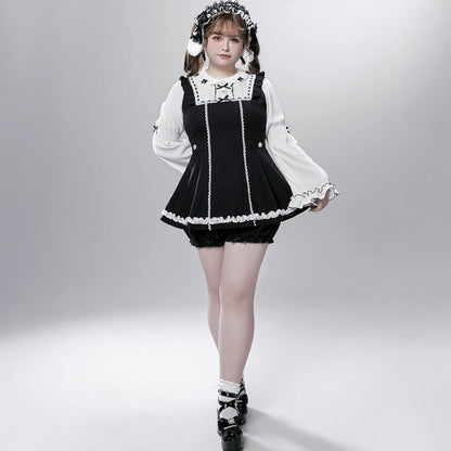 マシュマロブラック・ロリータツインリボンセットアップ(LL/3L)