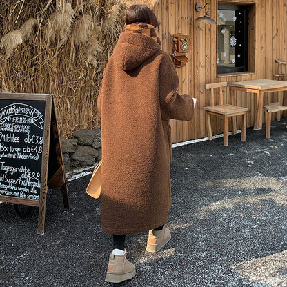 ブラウン・ふわもこダッフルコート(LL/3L/4L/5L)