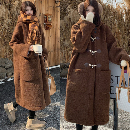 ブラウン・ふわもこダッフルコート(LL/3L/4L/5L)