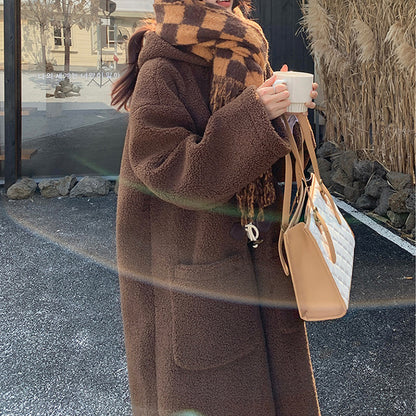 ブラウン・ふわもこダッフルコート(LL/3L/4L/5L)