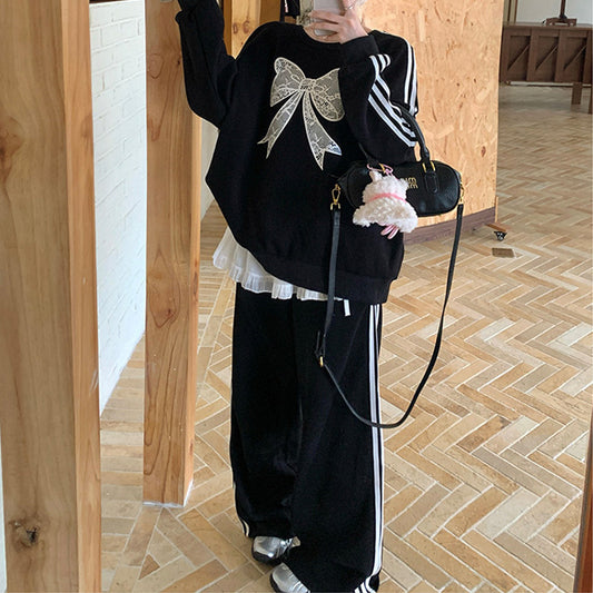 ブラックシュガー・レースリボンジャージセットアップ(L/LL/3L/4L/5L)