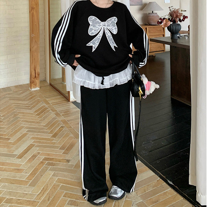 ブラックシュガー・レースリボンジャージセットアップ(L/LL/3L/4L/5L)