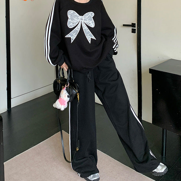 ブラックシュガー・レースリボンジャージセットアップ(L/LL/3L/4L/5L)