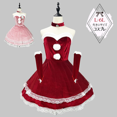 【大きいサイズのコスプレランキング】ツインポンポンサンタドレスワンピース/(M/L/LL/3L/4L/5L/6L)