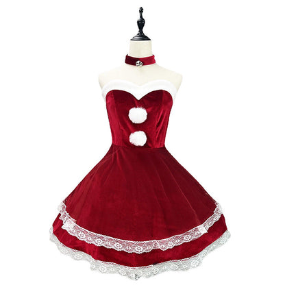 ツインポンポンサンタドレスワンピース/(M/L/LL/3L/4L/5L/6L)