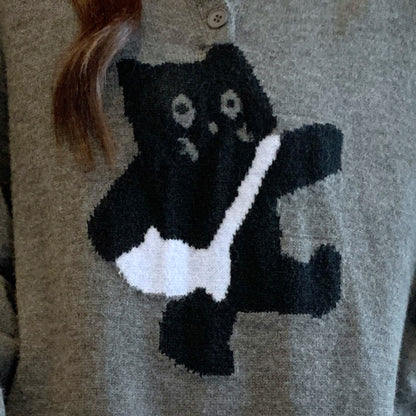 ふかふかネコさんニットトップス(L/LL/3L/4L/5L)