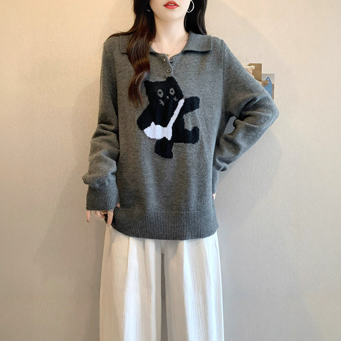 ふかふかネコさんニットトップス(L/LL/3L/4L/5L)