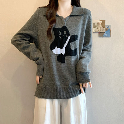 ふかふかネコさんニットトップス(L/LL/3L/4L/5L)