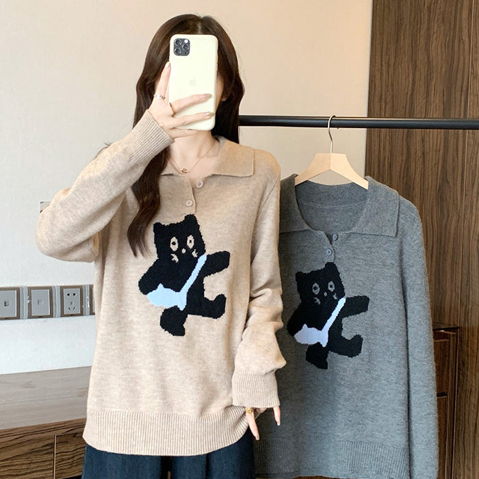 ふかふかネコさんニットトップス(L/LL/3L/4L/5L)