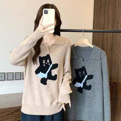 ふかふかネコさんニットトップス(L/LL/3L/4L/5L)