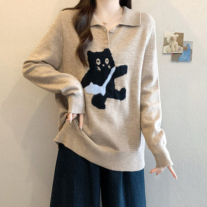 ふかふかネコさんニットトップス(L/LL/3L/4L/5L)