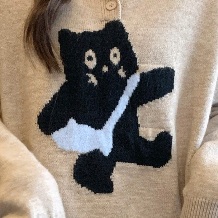 ふかふかネコさんニットトップス(L/LL/3L/4L/5L)