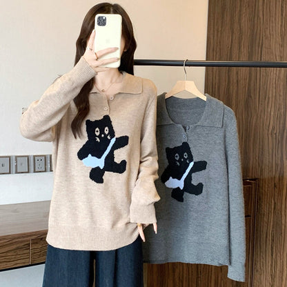 ふかふかネコさんニットトップス(L/LL/3L/4L/5L)