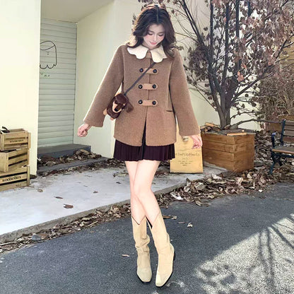 ミルクカラー襟のドーリーボアコート(L/LL/3L/4L/5L)