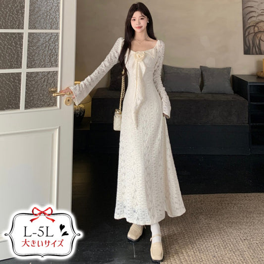 スノウロゼ・ロングレースクラシックワンピース(L/LL/3L/4L/5L)
