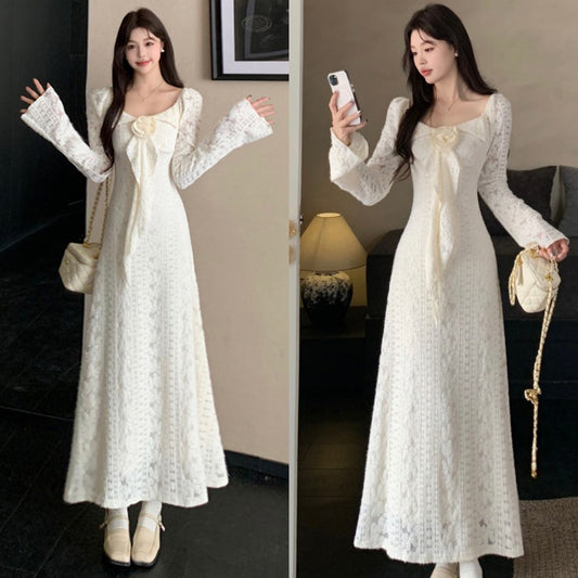 スノウロゼ・ロングレースクラシックワンピース(L/LL/3L/4L/5L)