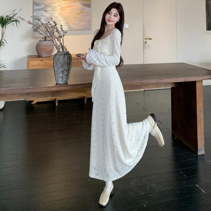 スノウロゼ・ロングレースクラシックワンピース(L/LL/3L/4L/5L)