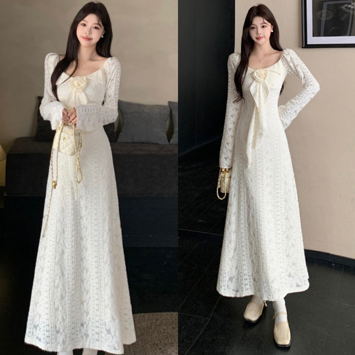 スノウロゼ・ロングレースクラシックワンピース(L/LL/3L/4L/5L)