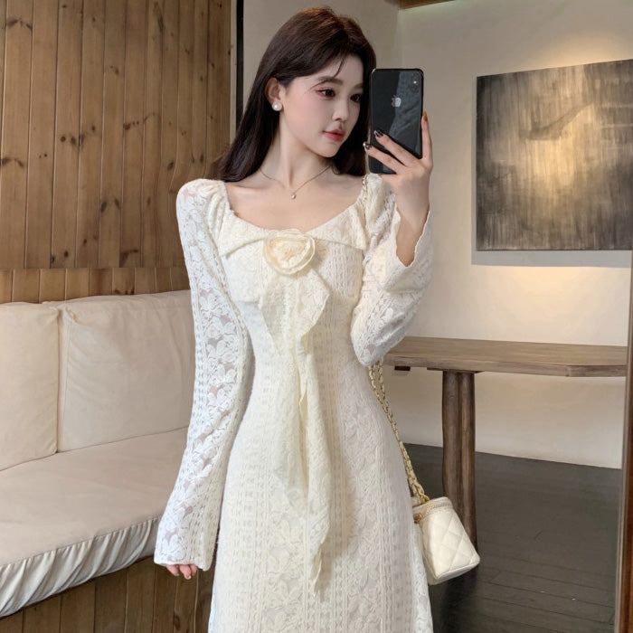 スノウロゼ・ロングレースクラシックワンピース(L/LL/3L/4L/5L)