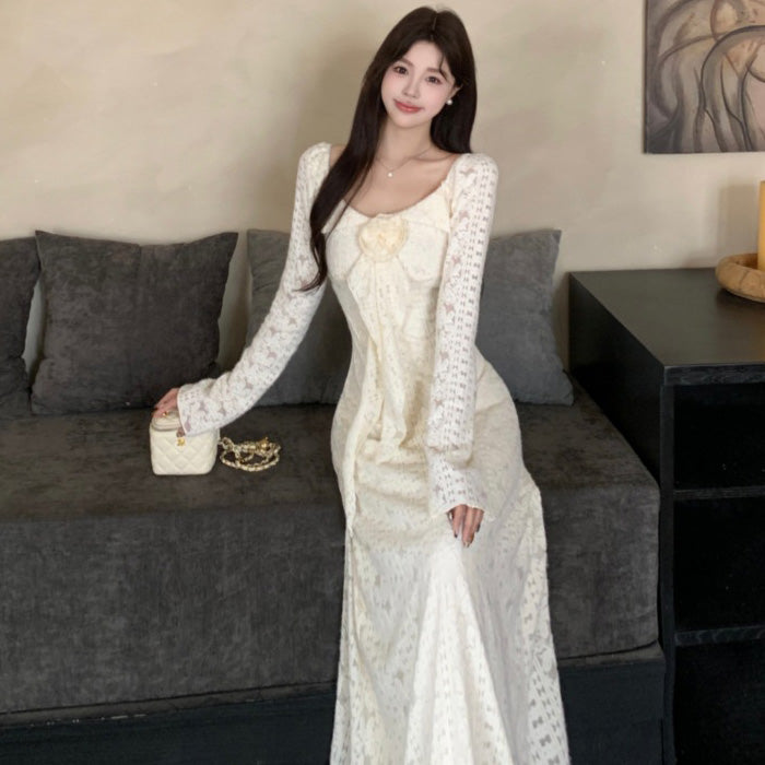 スノウロゼ・ロングレースクラシックワンピース(L/LL/3L/4L/5L)