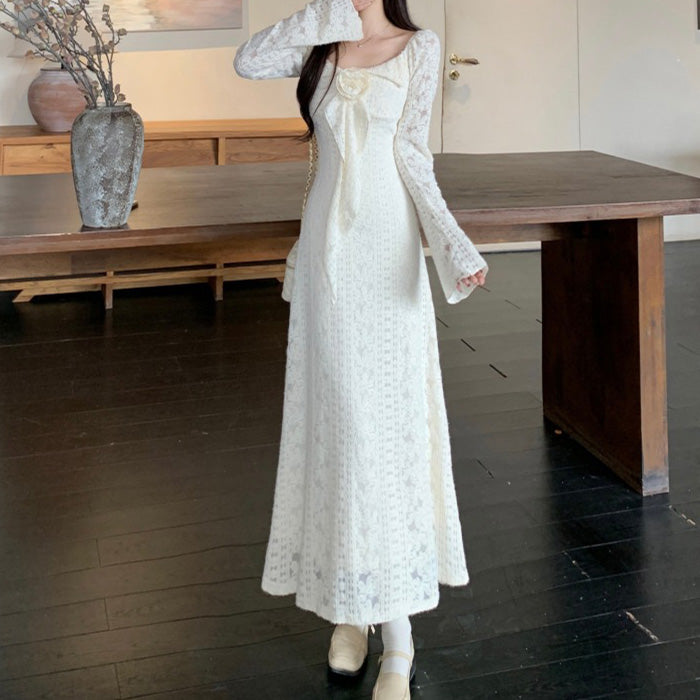 スノウロゼ・ロングレースクラシックワンピース(L/LL/3L/4L/5L)