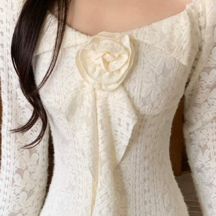 スノウロゼ・ロングレースクラシックワンピース(L/LL/3L/4L/5L)