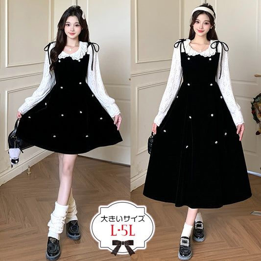【選べる丈】ベルベットムーン・ドールワンピース(L/LL/3L/4L/5L)