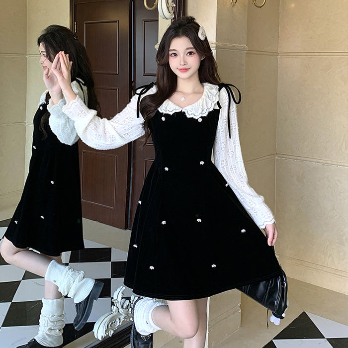 【選べる丈】ベルベットムーン・ドールワンピース(L/LL/3L/4L/5L)