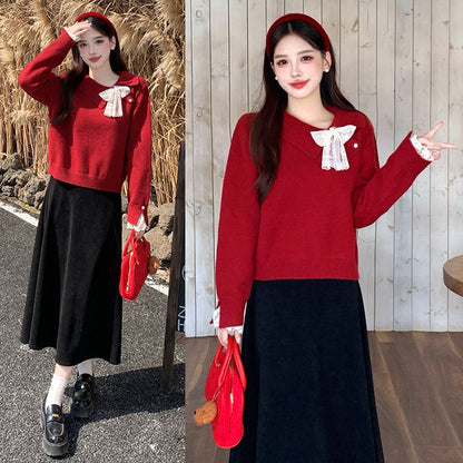 スカーレットレディ・レースリボンセットアップ(L/LL/3L/4L/5L)