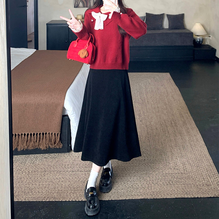 スカーレットレディ・レースリボンセットアップ(L/LL/3L/4L/5L)