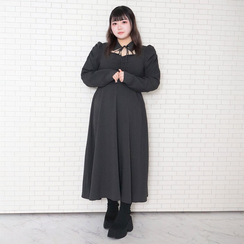 フロントオープン長袖ワンピース（3L/4L/5L/6L）/Taberunosky（タベルノスキー）