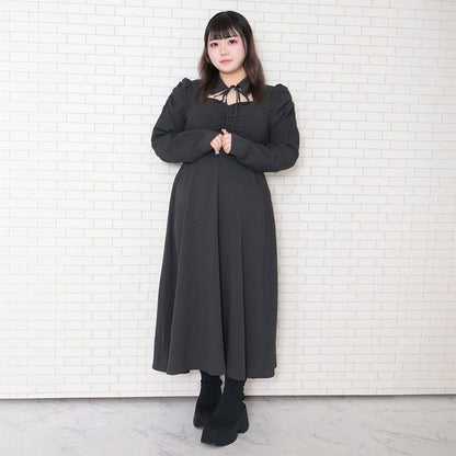 フロントオープン長袖ワンピース（3L/4L/5L/6L）/Taberunosky（タベルノスキー）