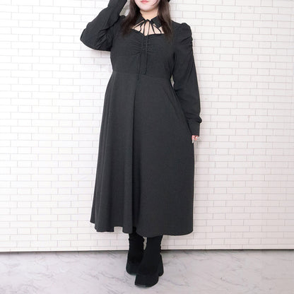 フロントオープン長袖ワンピース（3L/4L/5L/6L）/Taberunosky（タベルノスキー）