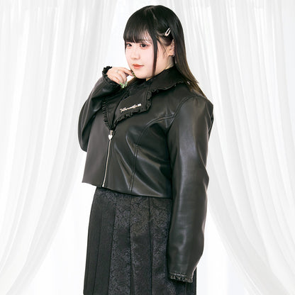 フリルライダースジャケット(4L/5L/6L)/Taberunosky（タベルノスキー）