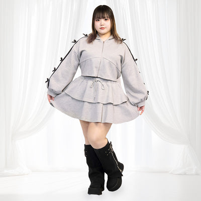 【大きいサイズのセットアップランキング】クロップド丈のジャージリボンのセットアップ(3L/5L)/Taberunosky（タベルノスキー）