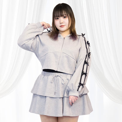 クロップド丈のジャージリボンのセットアップ(3L/5L)/Taberunosky（タベルノスキー）