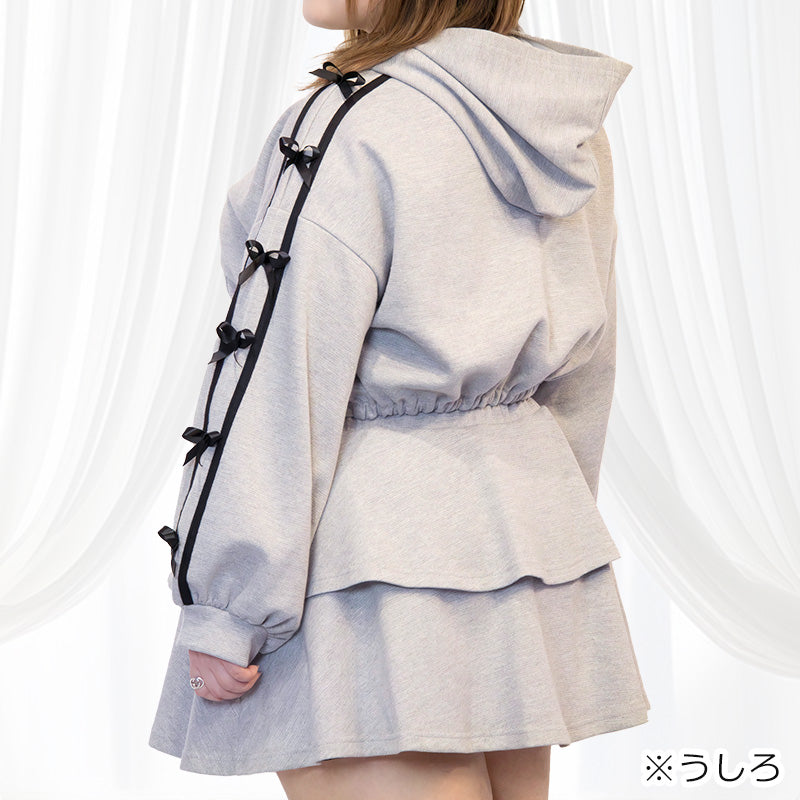 クロップド丈のジャージリボンのセットアップ(3L/5L)/Taberunosky（タベルノスキー）