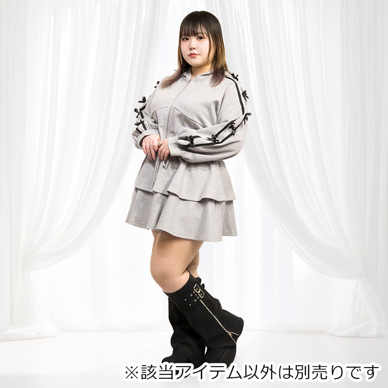 クロップド丈のジャージリボンのセットアップ(3L/5L)/Taberunosky（タベルノスキー）