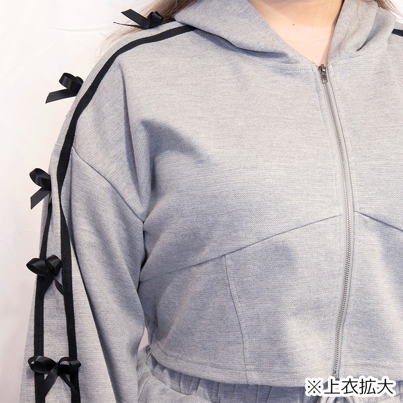 クロップド丈のジャージリボンのセットアップ(3L/5L)/Taberunosky（タベルノスキー）