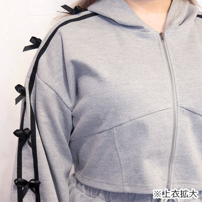 クロップド丈のジャージリボンのセットアップ(3L/5L)/Taberunosky（タベルノスキー）