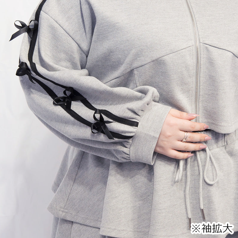 クロップド丈のジャージリボンのセットアップ(3L/5L)/Taberunosky（タベルノスキー）