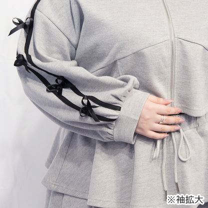 クロップド丈のジャージリボンのセットアップ(3L/5L)/Taberunosky（タベルノスキー）