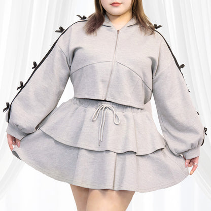 クロップド丈のジャージリボンのセットアップ(3L/5L)/Taberunosky（タベルノスキー）