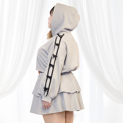 クロップド丈のジャージリボンのセットアップ(3L/5L)/Taberunosky（タベルノスキー）