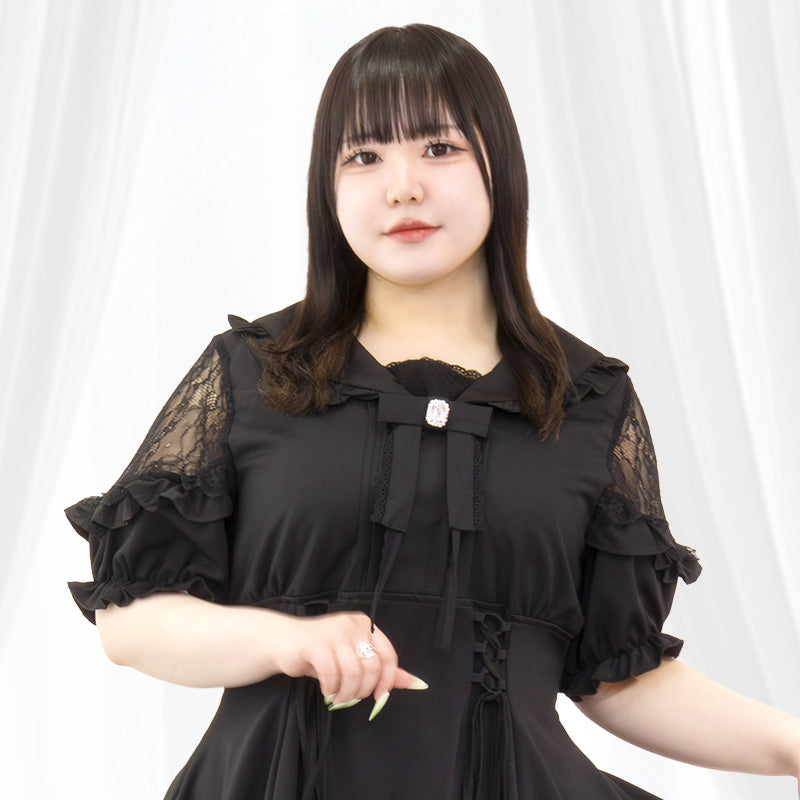 メルティリボン・セーラー襟ドーリーセットアップ（LL/3L/4L）/Taberunosky（タベルノスキー）